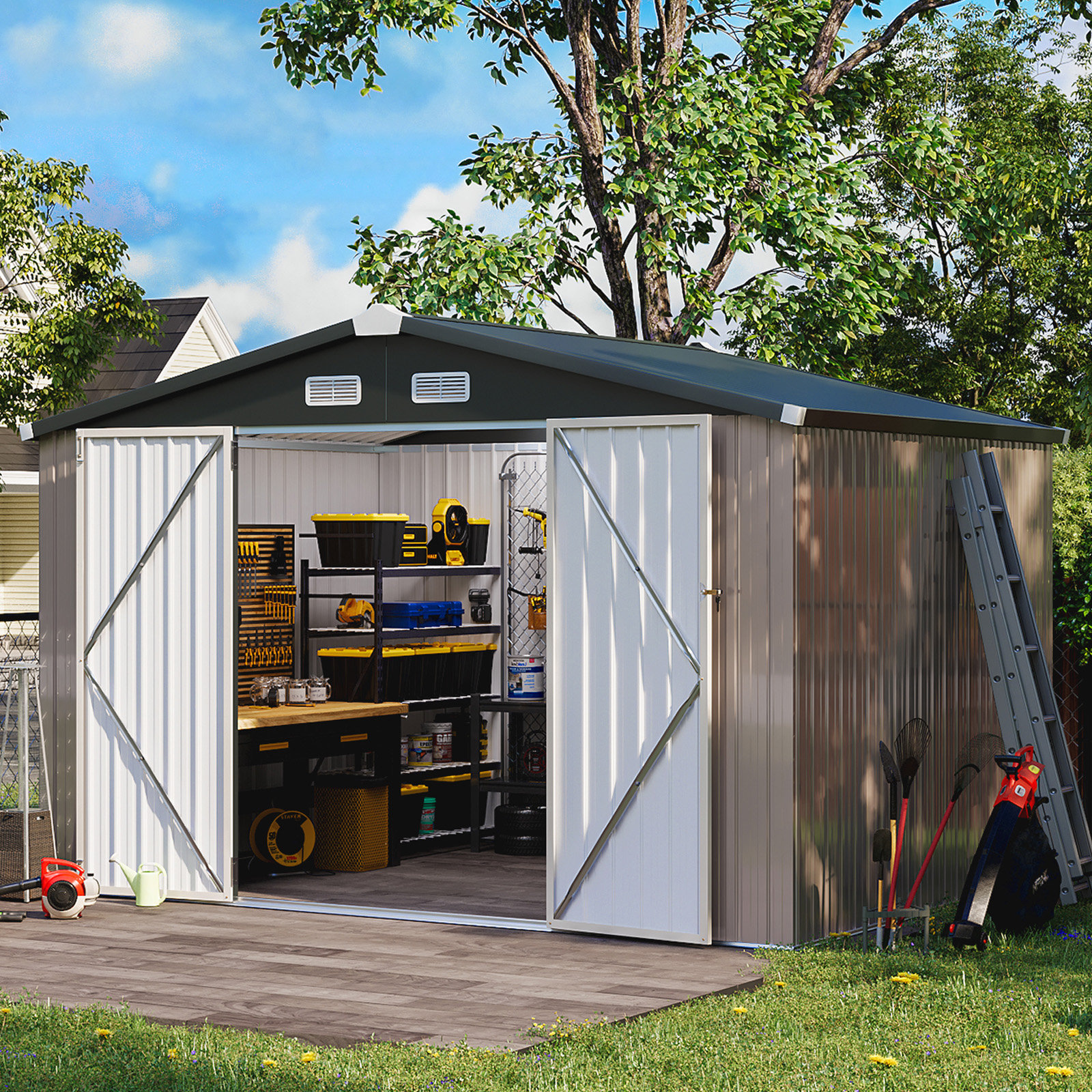 JolyDale 10 ft. W x 8 ft. D Metal Storage Shed & Reviews | Wayfair